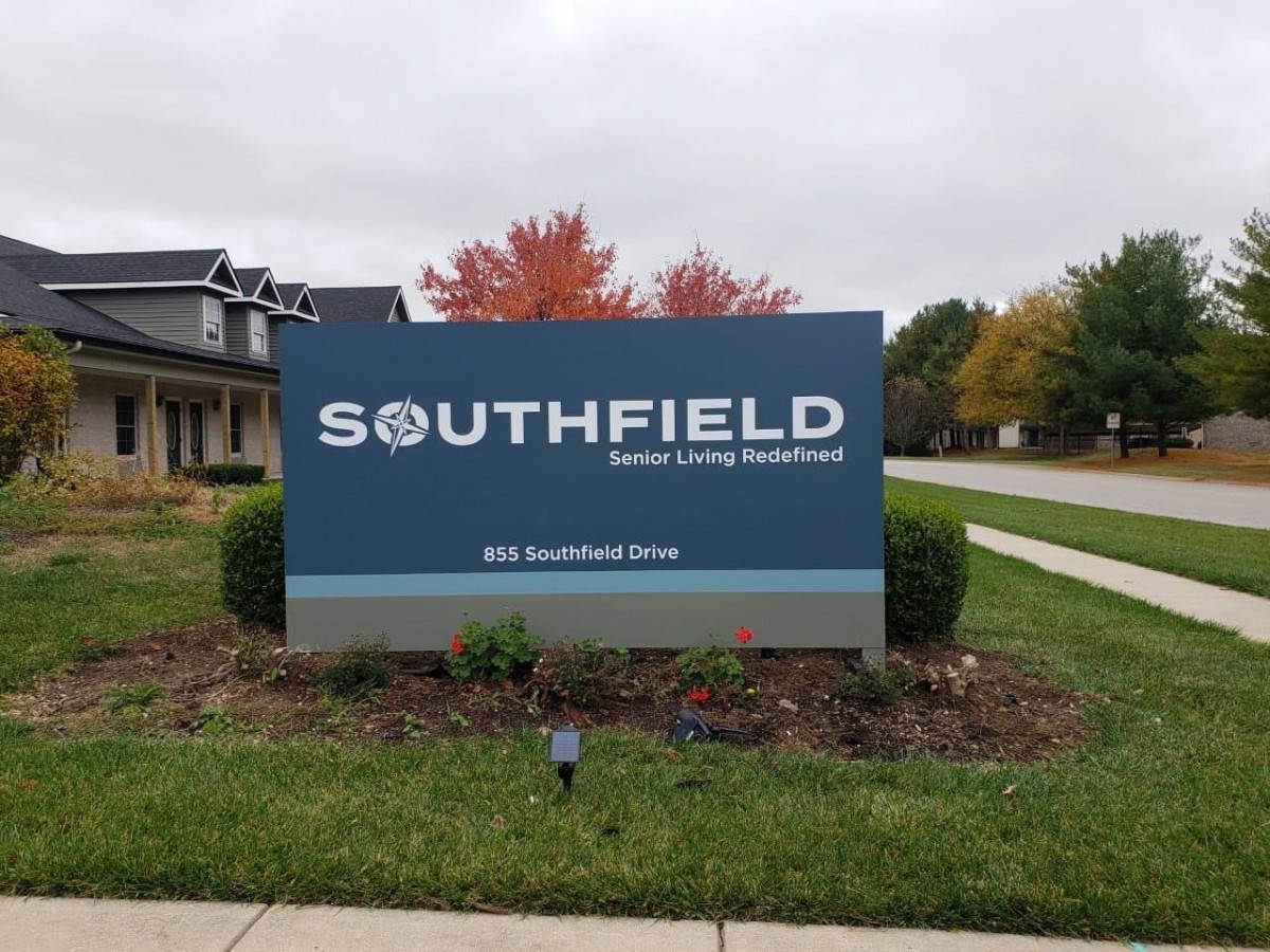 Entrance sign for Southfield Senior Living Residence.