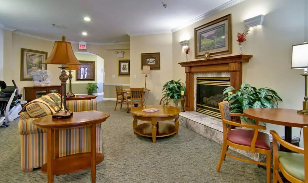 A cozy living room with a fireplace, comfortable seating, and elegant decor.