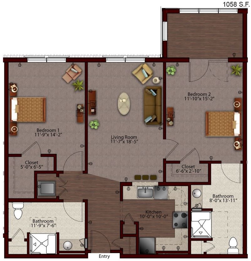 A detailed floor plan of an apartment, showing the layout of rooms and living spaces.