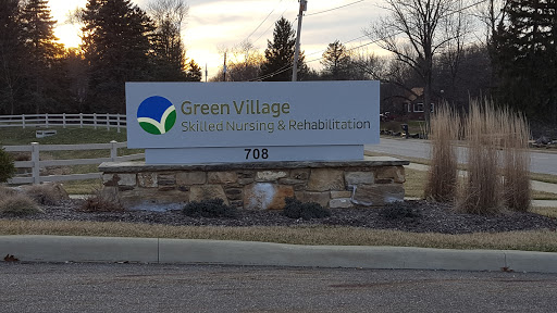 Welcome sign for Green Village Assisted Living & Rehabilitation.