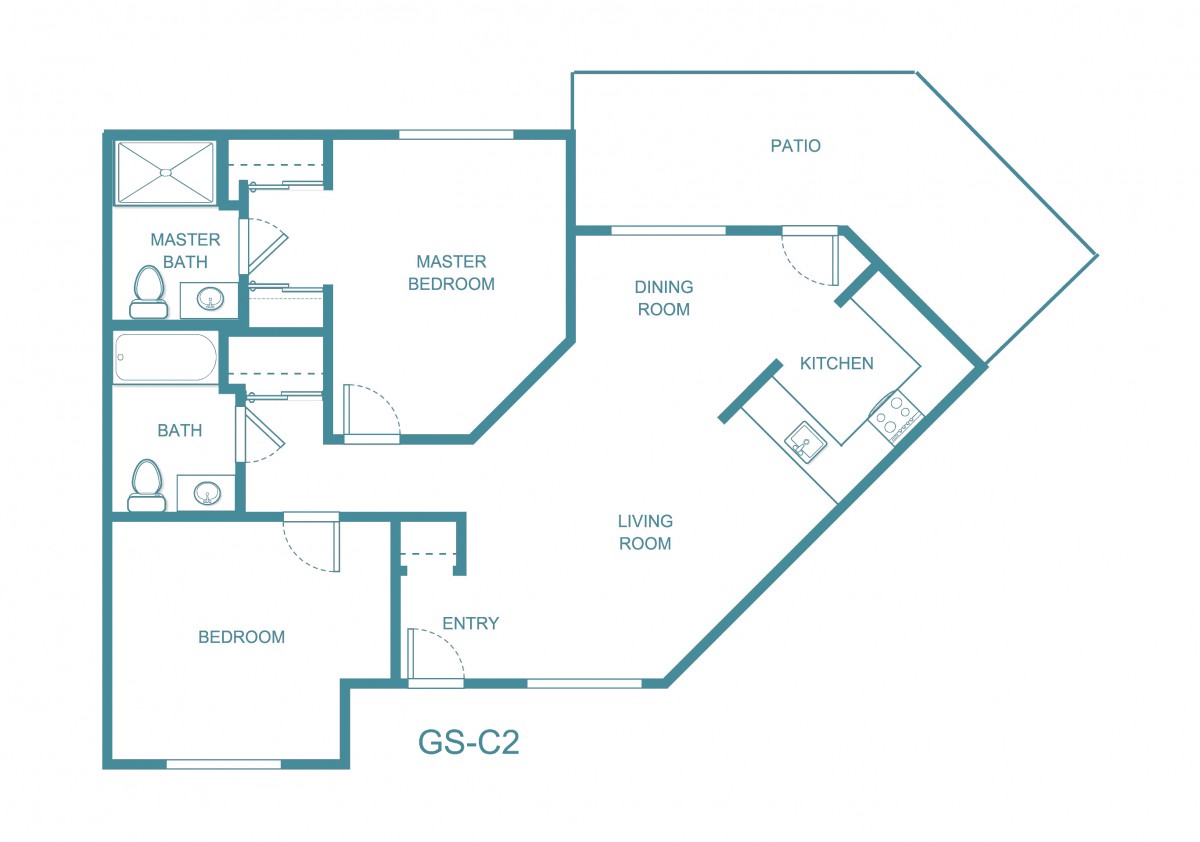 A detailed floor plan of an apartment, showing the layout of rooms and spaces.