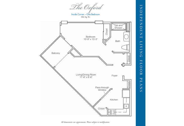 Floor plan of 'The Oxford' apartment layout.