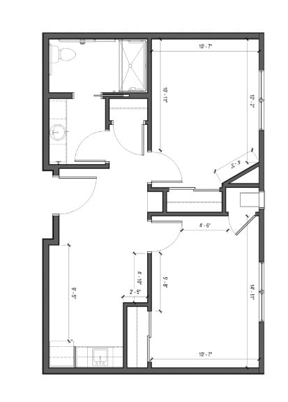 A detailed architectural floor plan showing the interior layout of a building.