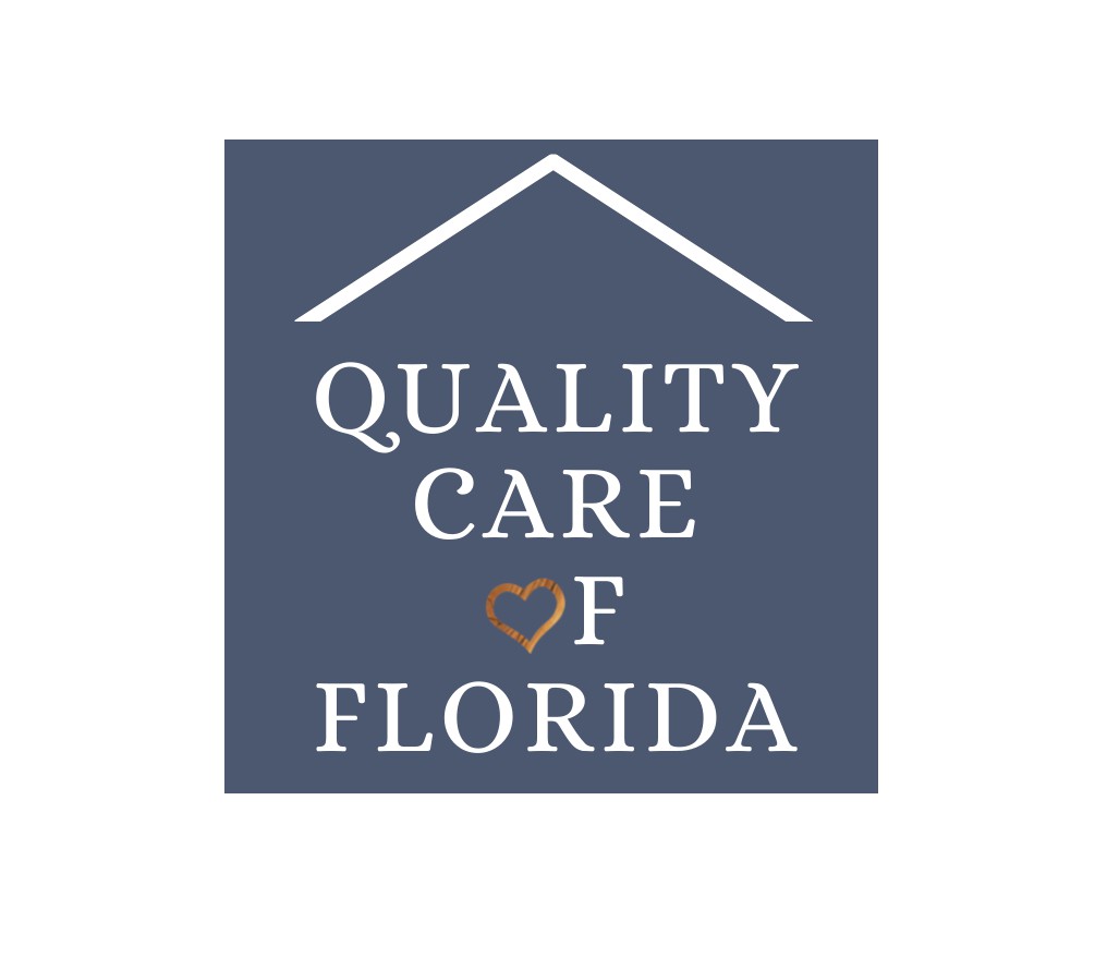 Logo of Quality Care of Florida featuring a heart symbol and house outline.