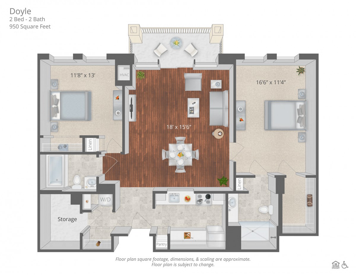 A detailed floor plan of a residential apartment with labeled rooms and functional spaces.