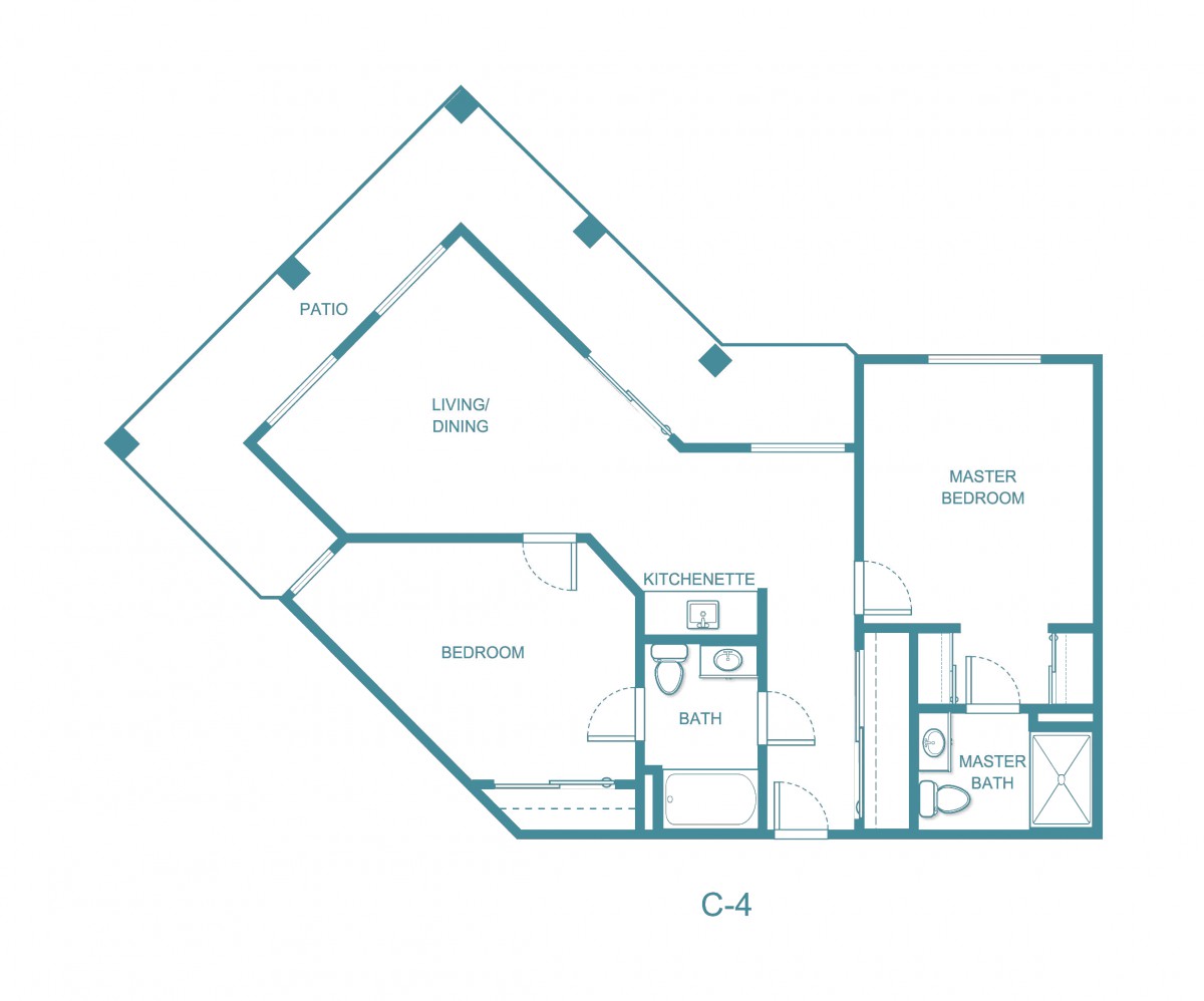 Floor plan of an apartment layout with labeled rooms and dimensions.