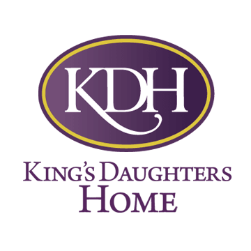 Logo of King's Daughters Home featuring 'KDH' in an oval design.