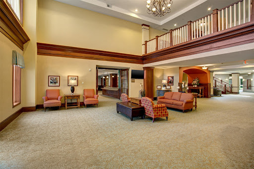 Spacious and inviting lobby area with comfortable seating and elegant decor.