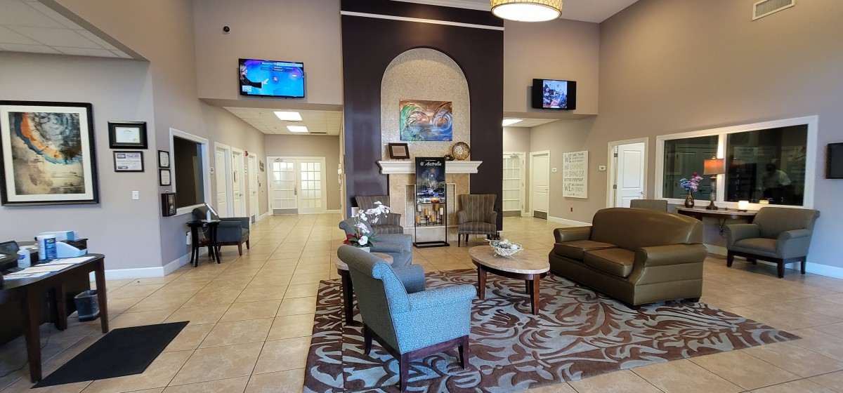 A welcoming lobby area with comfortable seating and modern decor.