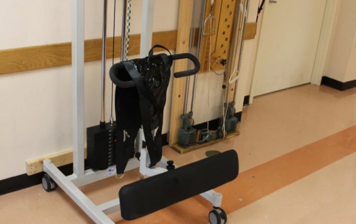 A piece of rehabilitation equipment used in physical therapy sessions.