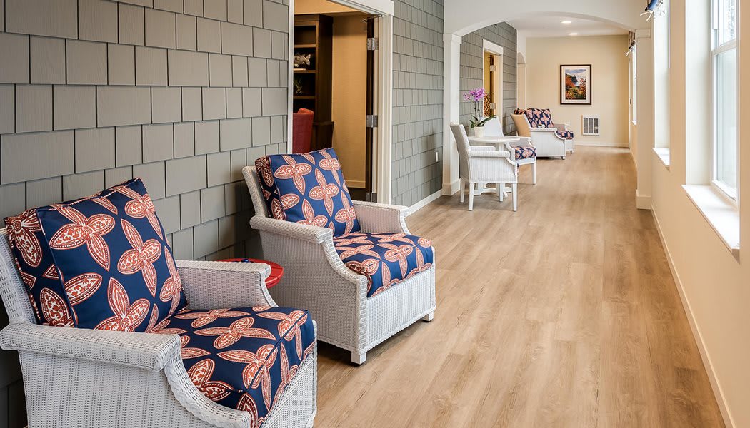 A cozy lobby area with comfortable chairs and stylish decor.