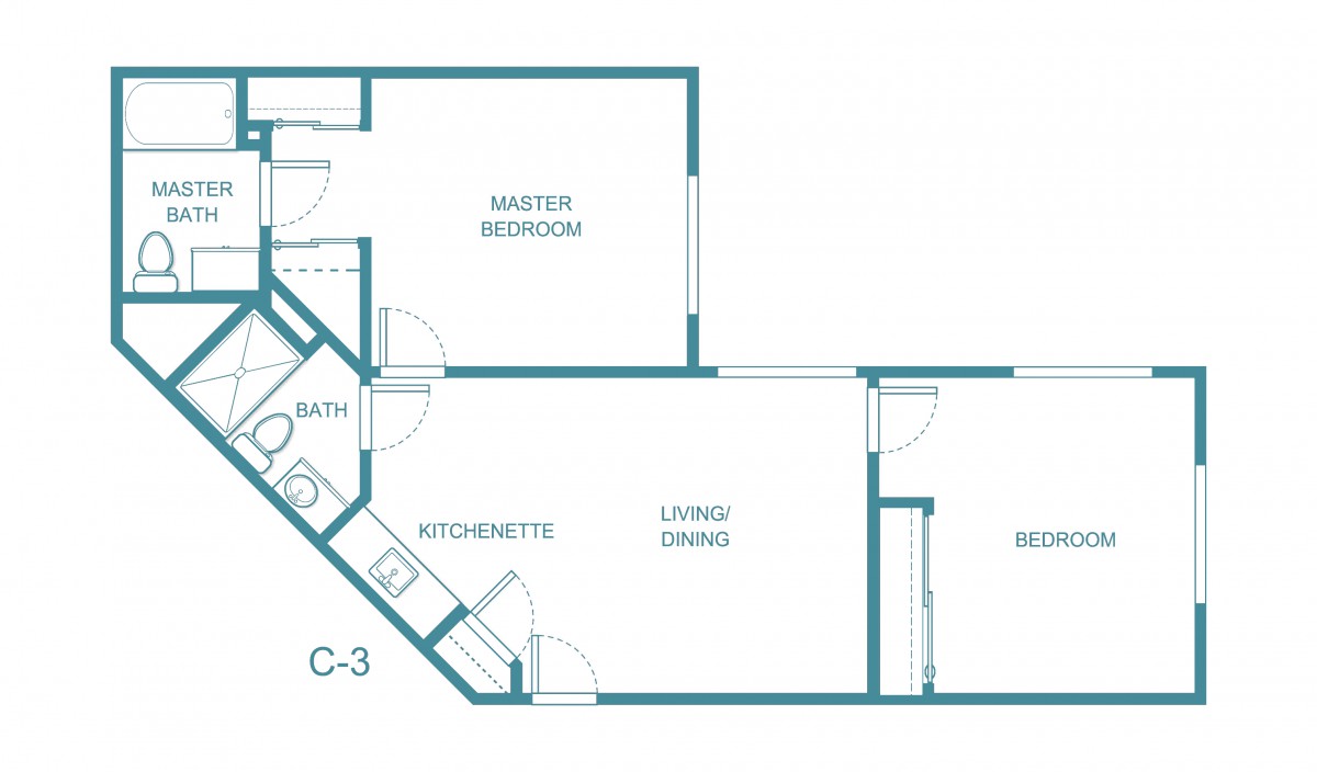 A floor plan showing the layout of a residential space with designated rooms.