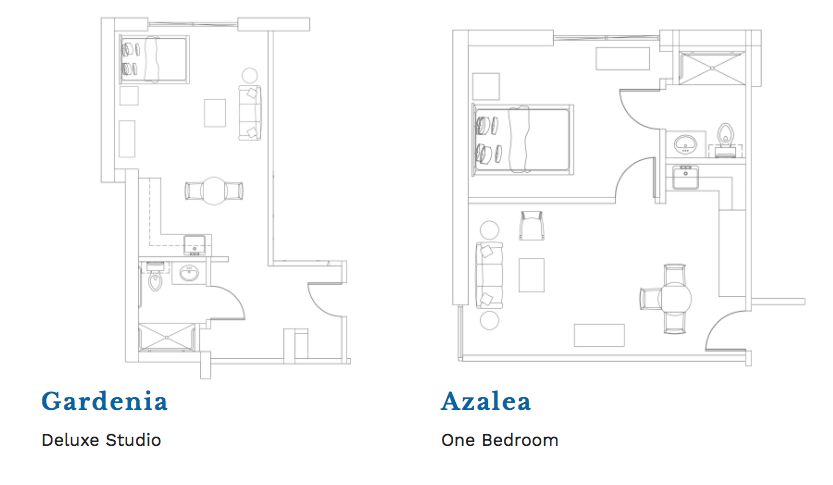 Azalea one-bedroom apartment floor plan.