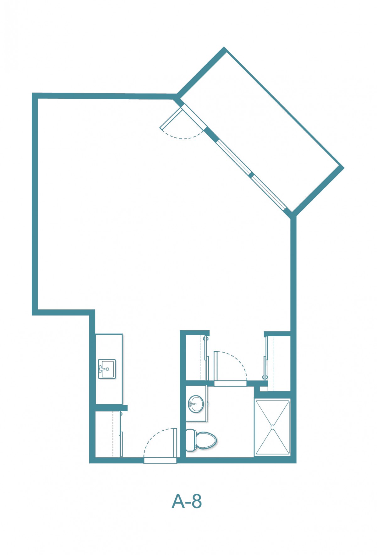 A simple floor plan depicting the layout of a living space.