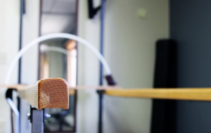 A close-up of fitness equipment in a gym setting.