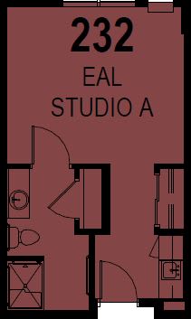 An architectural floor plan of a studio labeled 'Studio A'.