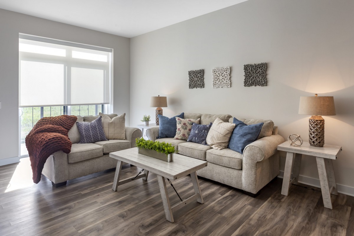Cozy living room with comfortable seating and stylish decor.