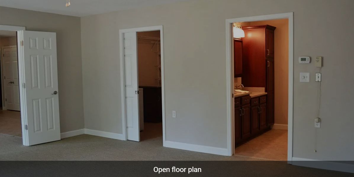 An open floor plan with direct access to the kitchen and living area.