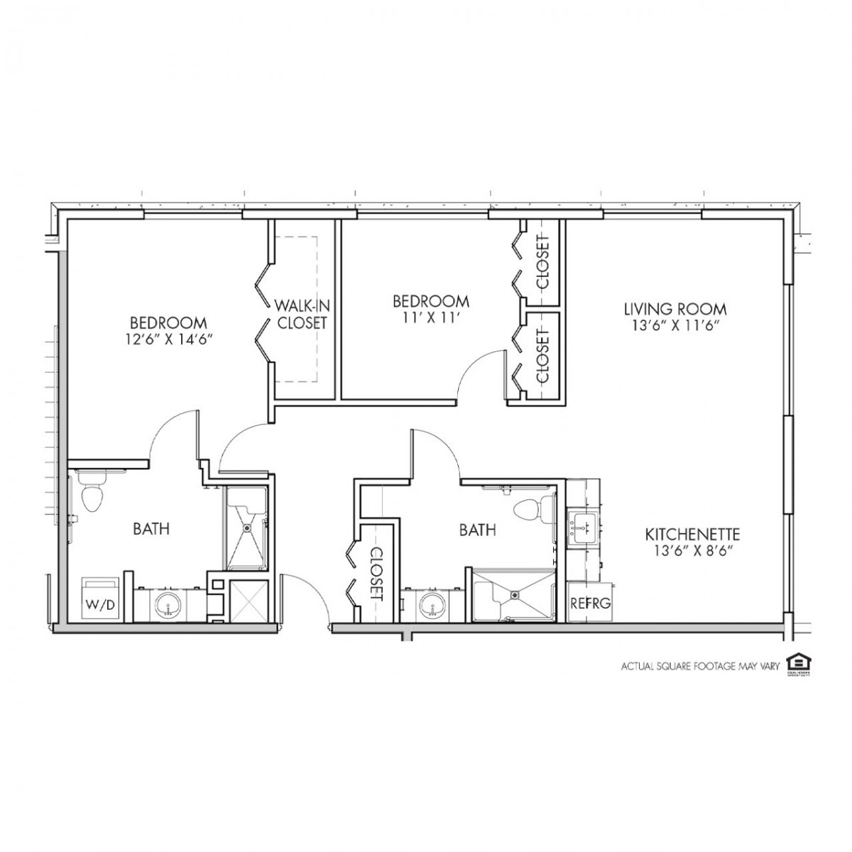 A detailed floor plan showcasing the layout of an apartment with labeled rooms.