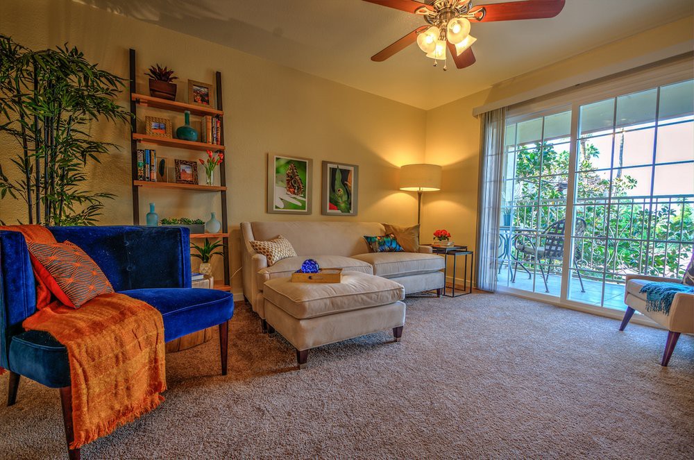Cozy living room with stylish furniture and decor.