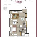 Floor plan of a Carlisle one-bedroom apartment layout.