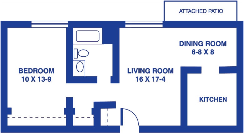 A blueprint layout featuring a living room and bathroom area.