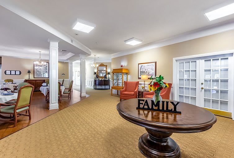 A welcoming lobby area featuring comfortable seating and decorative touches.