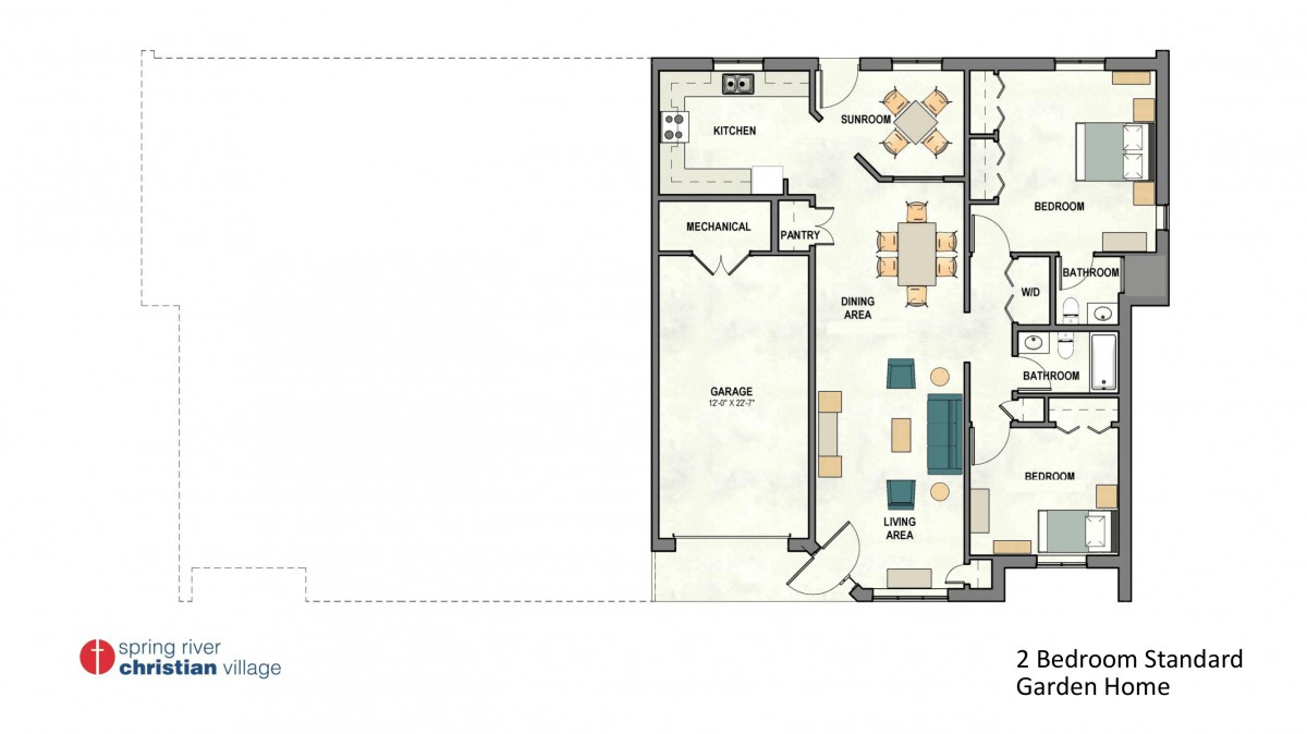 An architectural floor plan depicting the layout of a residential space.