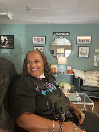 A joyful moment captured in a cozy community space.