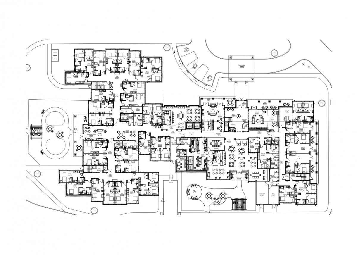Architectural floor plan of a multi-room building layout.