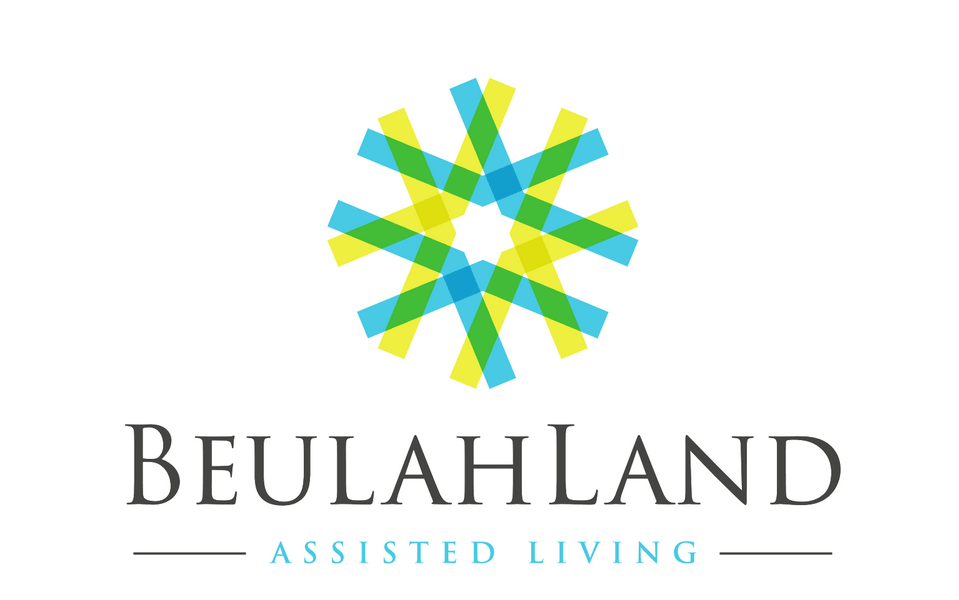 Logo for BeulahLand Assisted Living featuring an abstract geometric design.