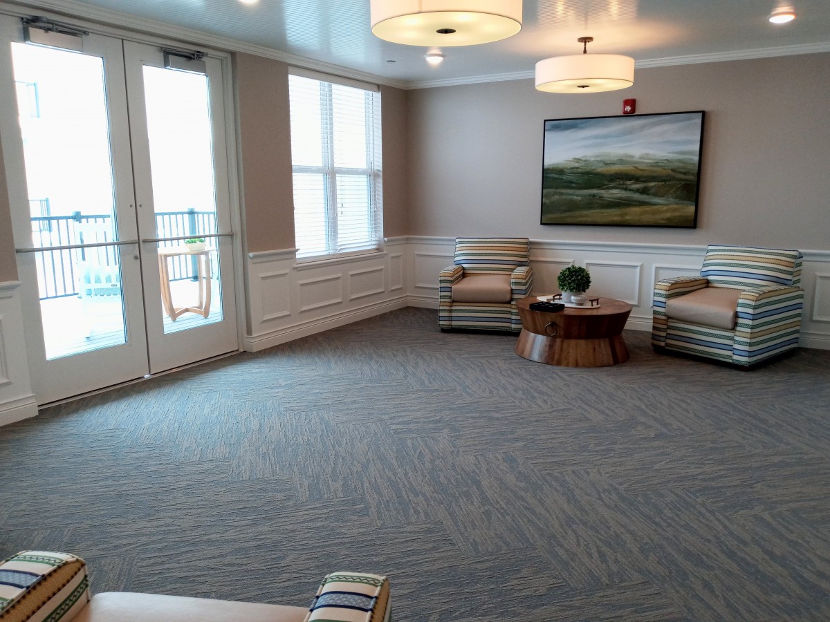 A modern lobby with comfortable seating and elegant decor.