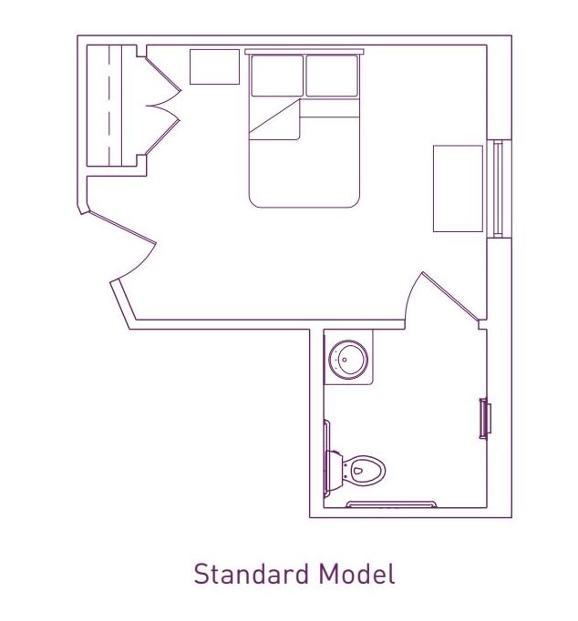 Standard model room floor plan layout.