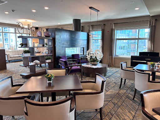 A stylish and modern lounge area featuring comfortable seating and contemporary decor.