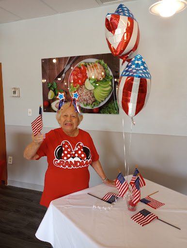 A joyful celebration with patriotic decorations.