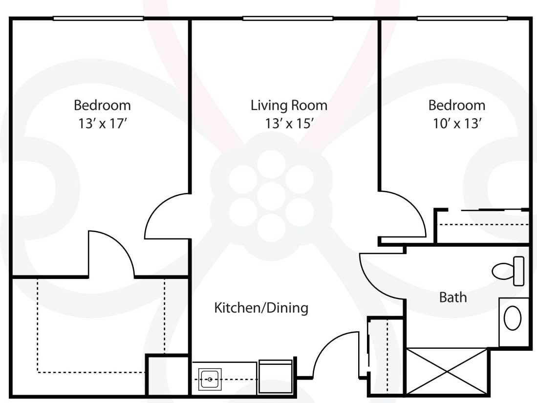 A floor plan diagram showing the layout of a residence with labeled rooms.