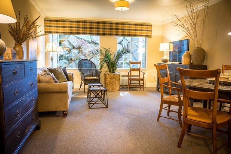 A cozy, well-lit living room with comfortable seating and tasteful decor.