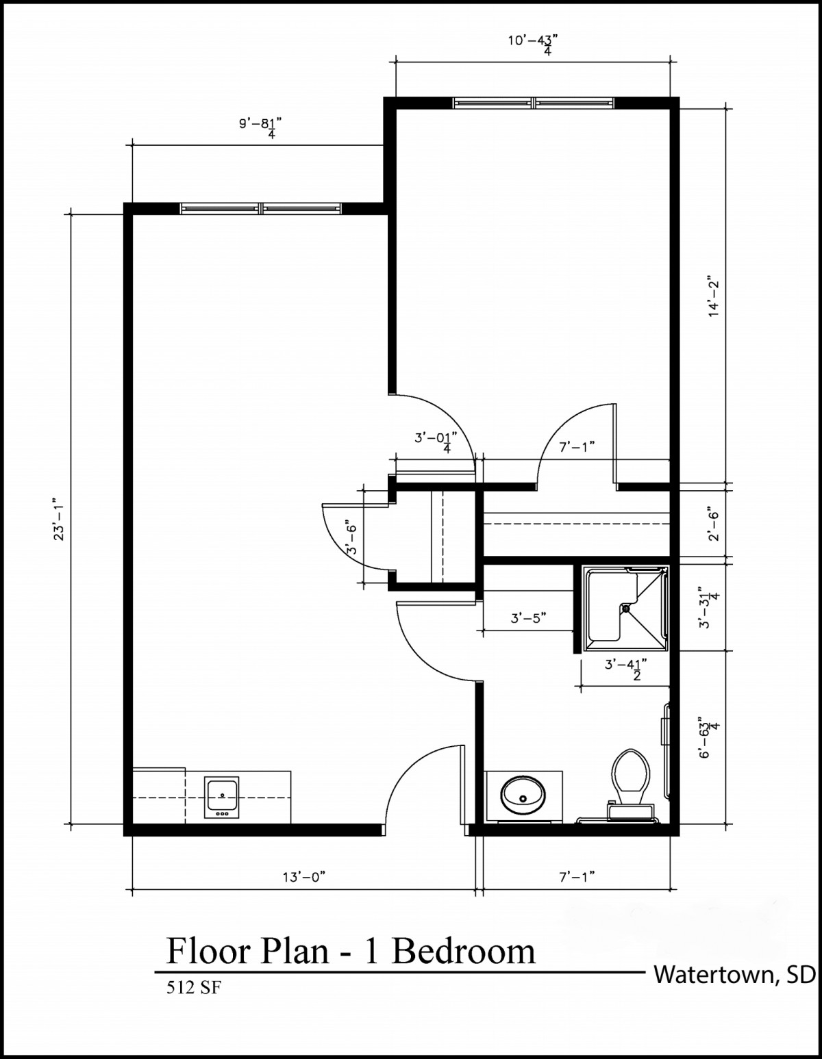 A floor plan of a residential space showing various room dimensions and layout.