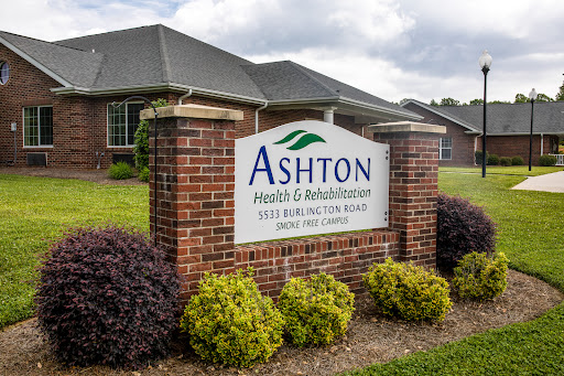 Entrance sign of Ashton Health & Rehabilitation facility.