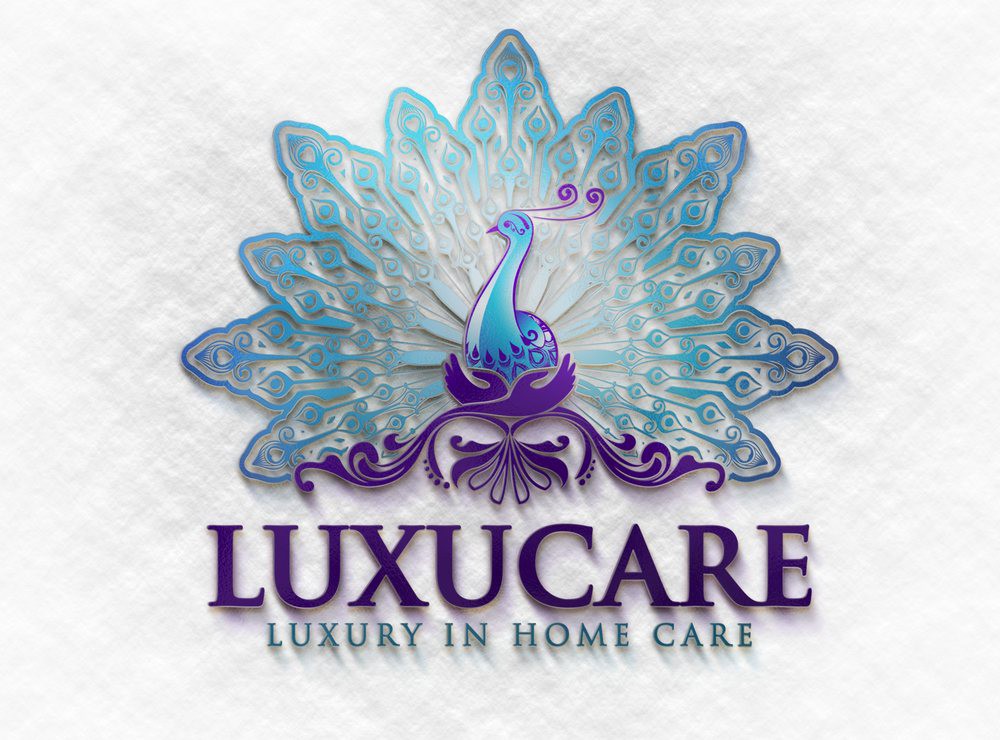 Luxucare Logo featuring a Peacock Design