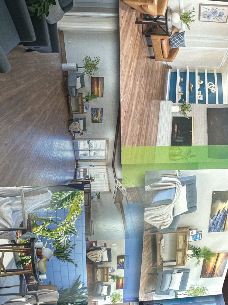 A modern living room with stylish decor and open layout.