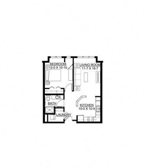 A detailed floor plan of an apartment showcasing the layout of rooms and spaces.