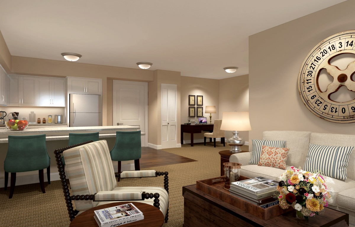 A cozy and modern living room with comfortable seating and stylish decor.