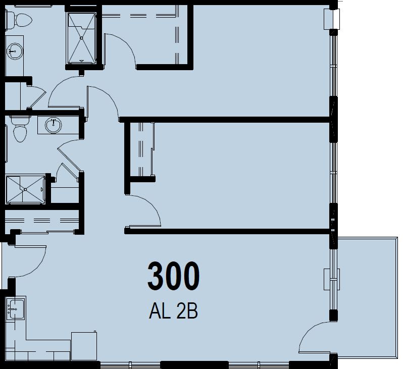 Blueprint of an apartment layout with labeled sections and rooms.