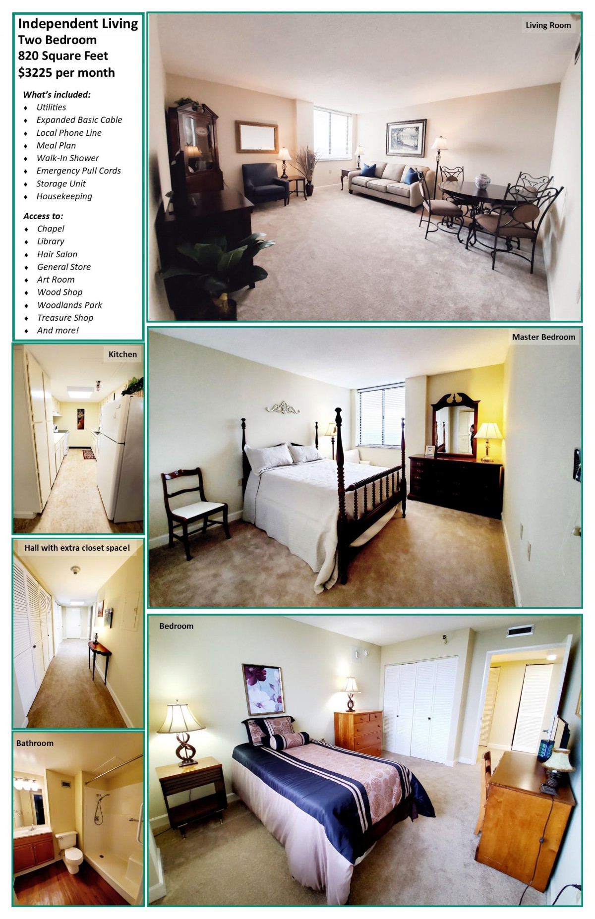 Interior view of a furnished apartment showcasing the living room and bedrooms.