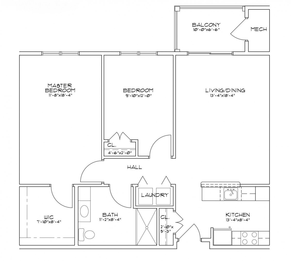 A floor plan illustrating the layout of an apartment with labeled rooms and dimensions.