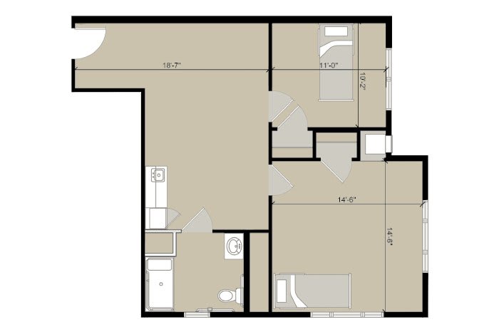 A floor plan showing the layout and dimensions of an apartment.
