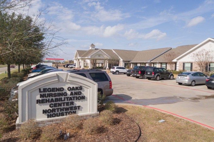 Legend Oaks Nursing and Rehabilitation Center Northwest Houston with a visible parking area.
