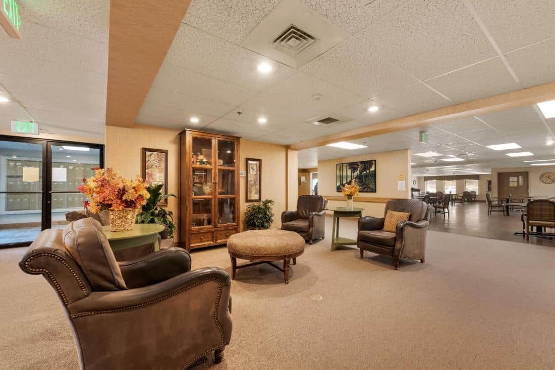 A cozy lobby area with comfortable seating and tasteful decor.