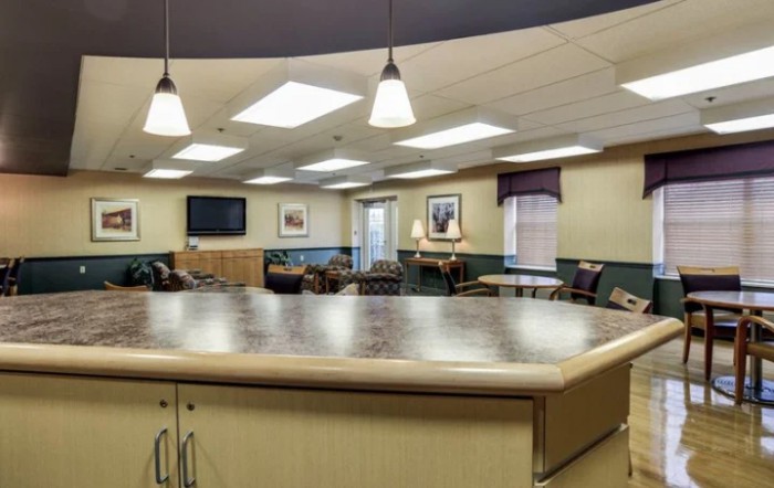 A modern lobby area with comfortable seating and ample lighting.